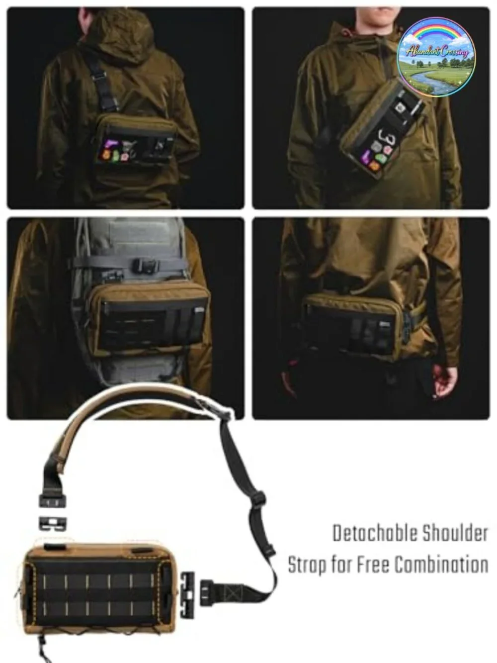 EDC Tactical Sling Bag Crossbody Shoulder Backpack with MOLLE System for Men